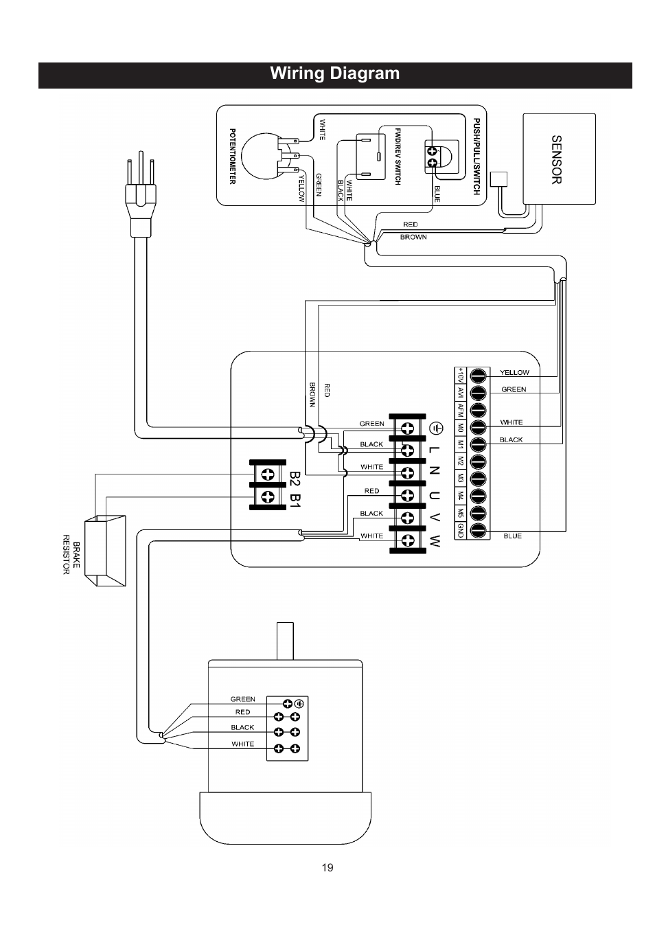 Wiring diagram | RIKON Power Tools 70-300 User Manual | Page 19 / 28