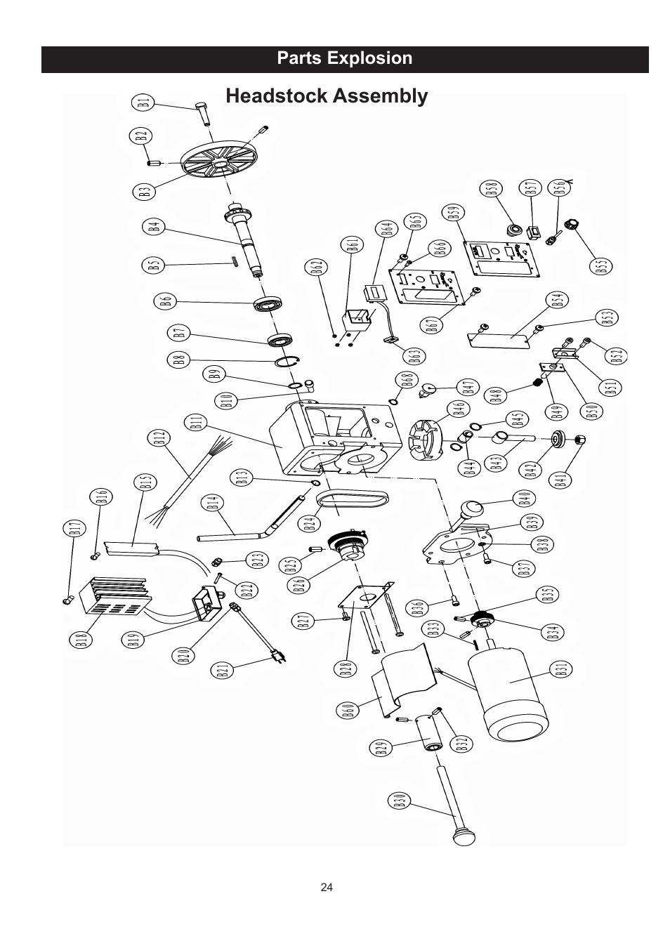 Headstock assembly | RIKON Power Tools 70-300 User Manual | Page 24 / 28