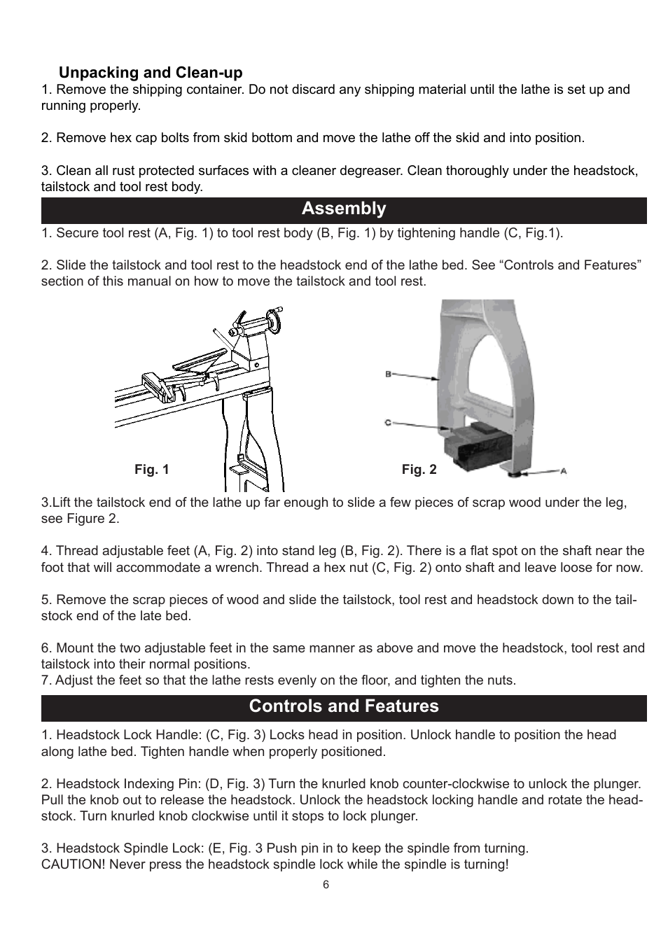 Assembly, Controls and features | RIKON Power Tools 70-300 User Manual | Page 6 / 28