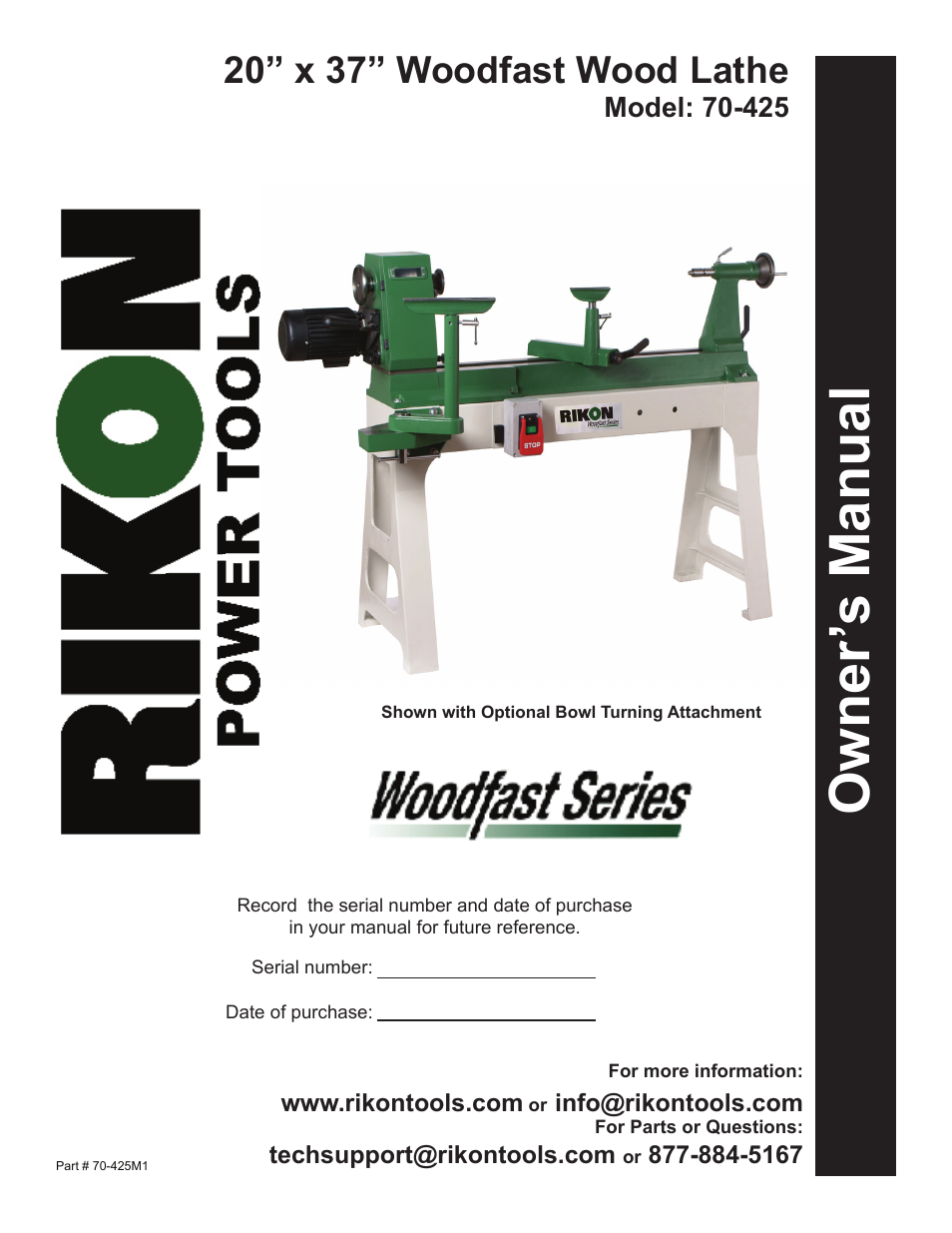 RIKON Power Tools 70-425 User Manual | 18 pages