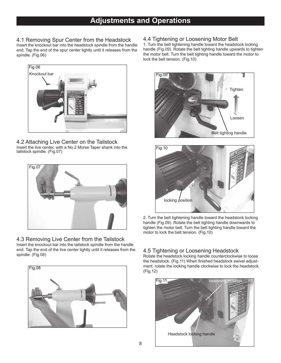 Adjustments and operations | RIKON Power Tools 70-425 User Manual | Page 8 / 18