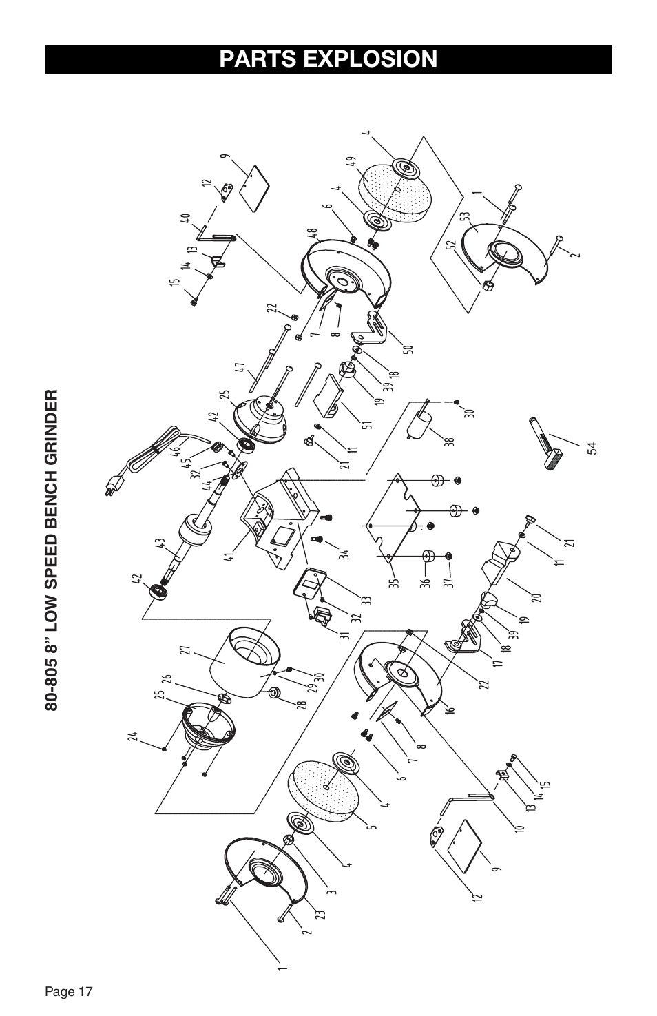 Parts explosion | RIKON Power Tools 80-805 User Manual | Page 18 / 22