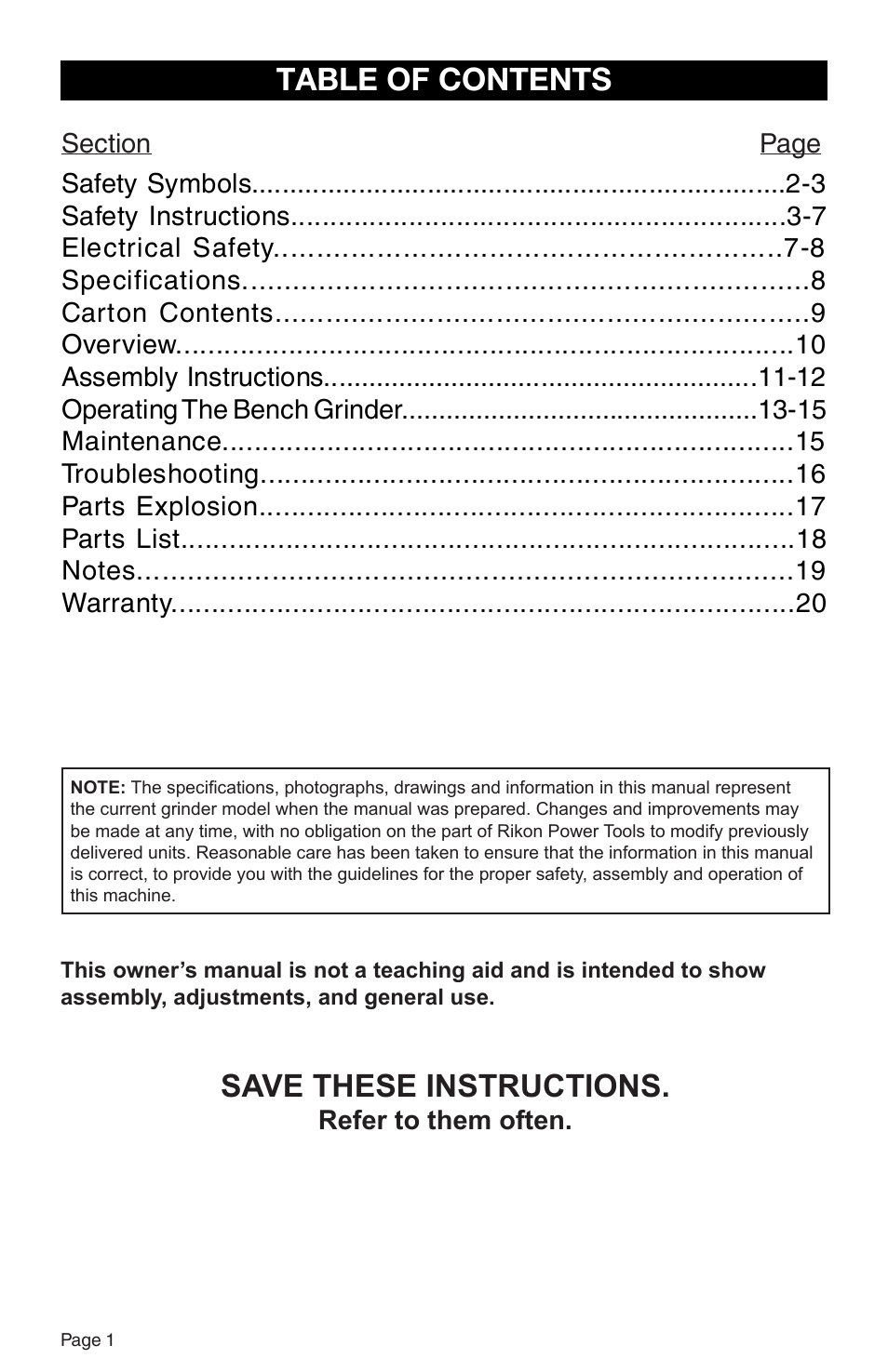 RIKON Power Tools 80-805 User Manual | Page 2 / 22