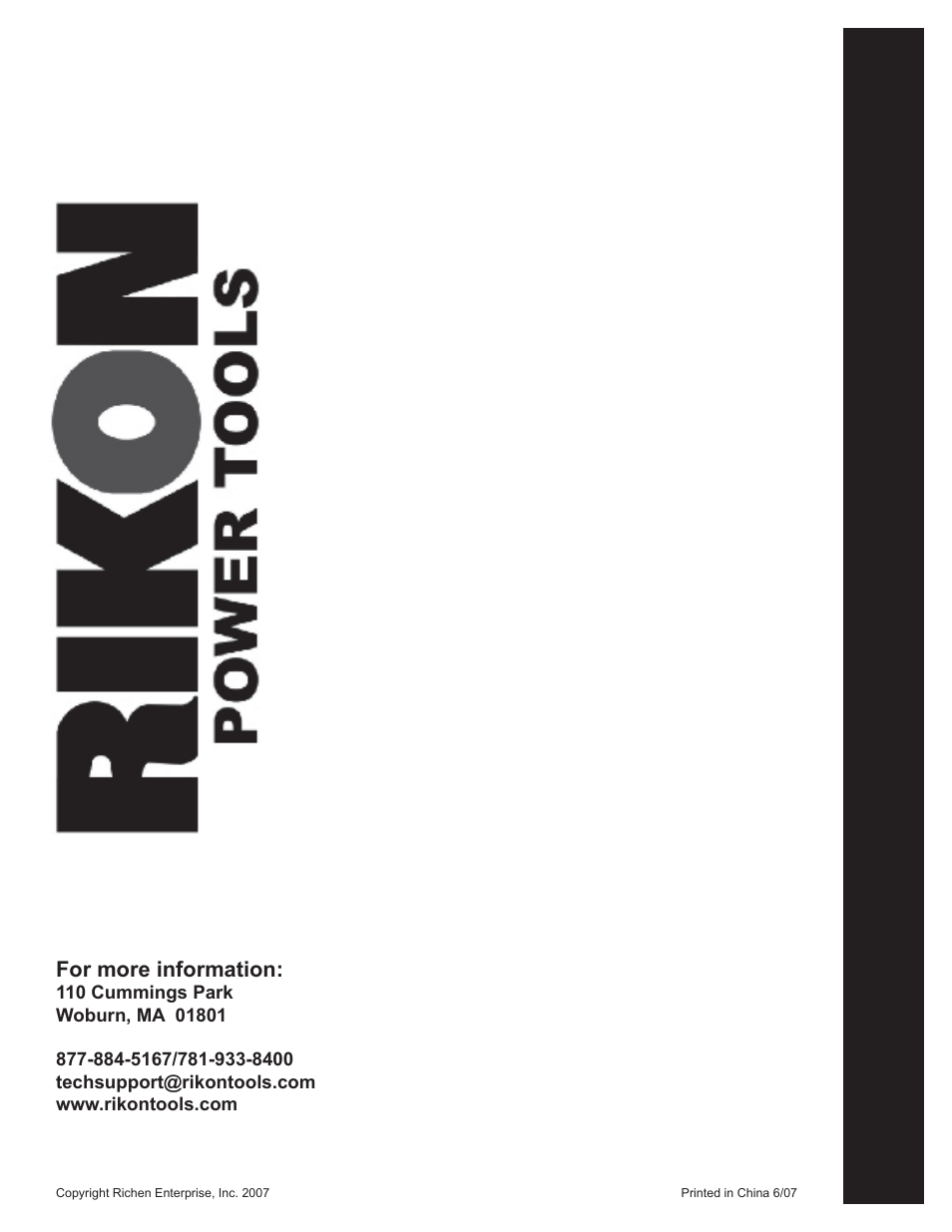 For more information | RIKON Power Tools 10-050 User Manual | Page 27 / 27