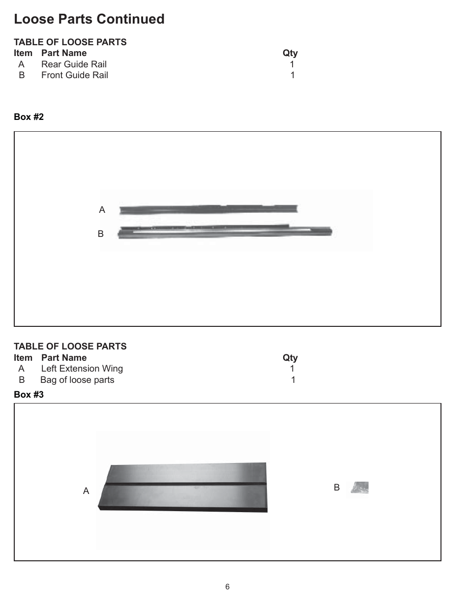 Loose parts continued | RIKON Power Tools 10-050 User Manual | Page 6 / 27