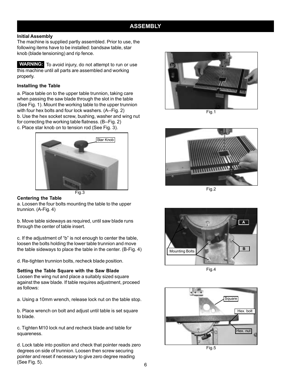 Assembly | RIKON Power Tools 10-300 User Manual | Page 6 / 17