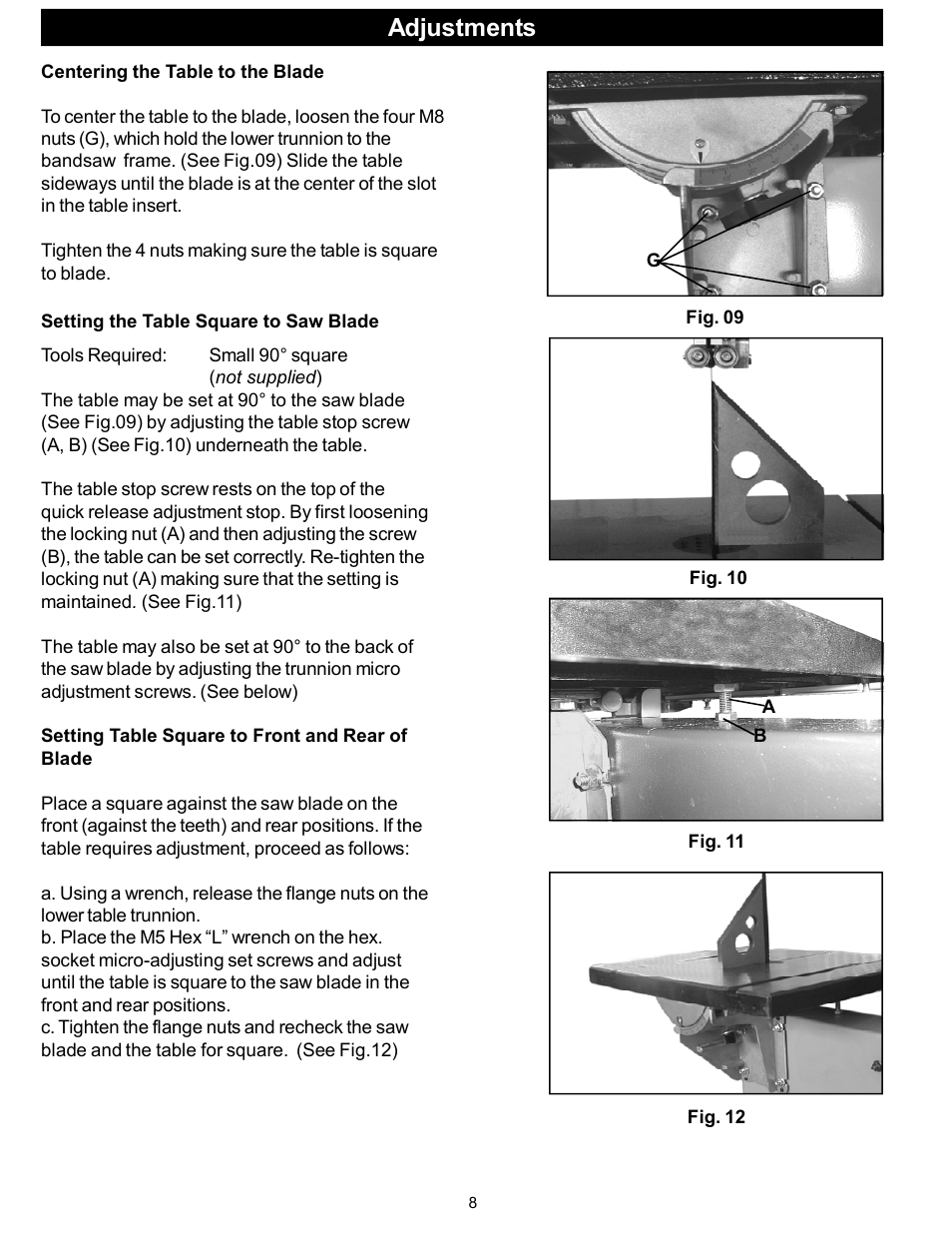 Adjustments | RIKON Power Tools 10-320 User Manual | Page 8 / 22