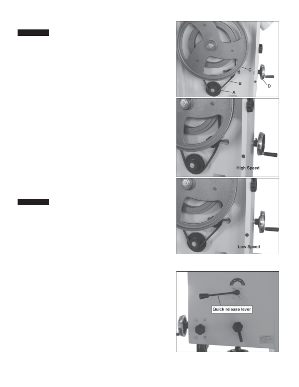 Changing the blade speed / belt tension, Replacing the bandsaw blade | RIKON Power Tools 10-340 User Manual | Page 11 / 22