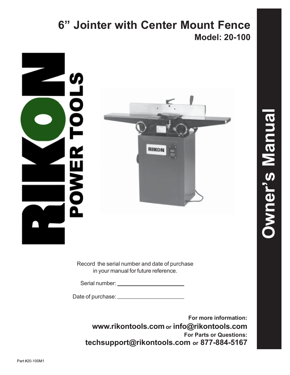 RIKON Power Tools 20-100 User Manual | 32 pages