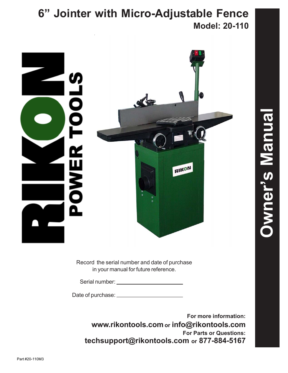 RIKON Power Tools 20-110 User Manual | 26 pages