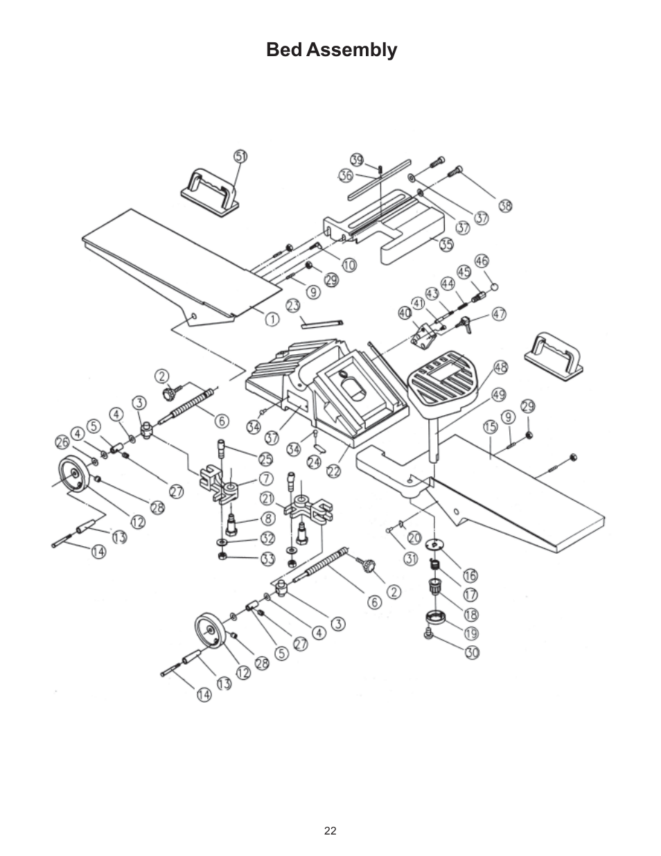 Bed assembly | RIKON Power Tools 20-110 User Manual | Page 22 / 26