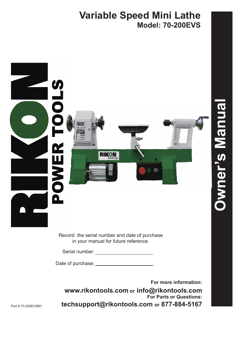 RIKON Power Tools 70-200EVS User Manual | 16 pages