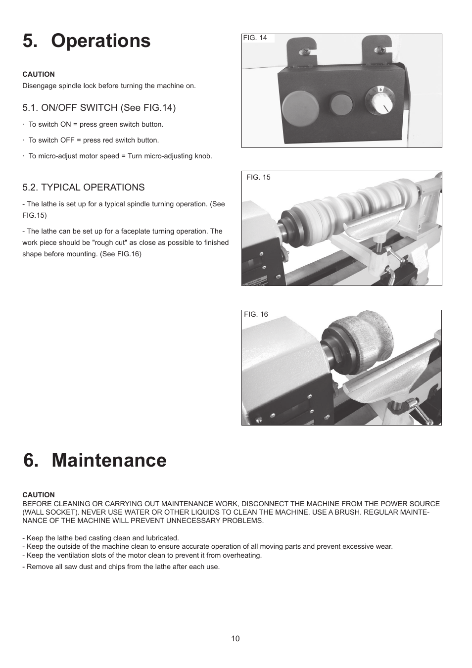 Maintenance, Operations | RIKON Power Tools 70-200EVS User Manual | Page 10 / 16