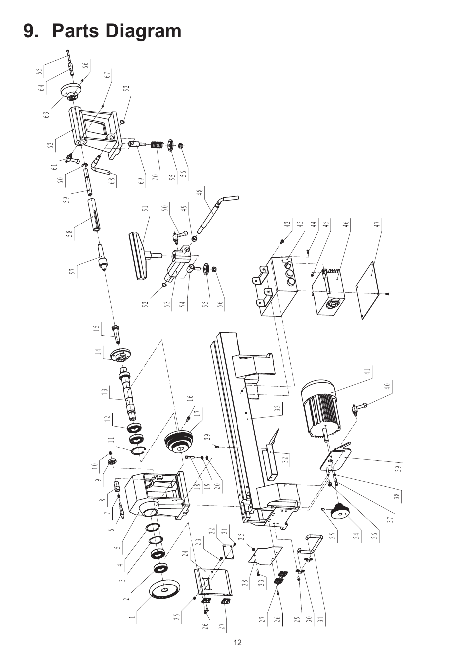 Parts diagram | RIKON Power Tools 70-200EVS User Manual | Page 12 / 16