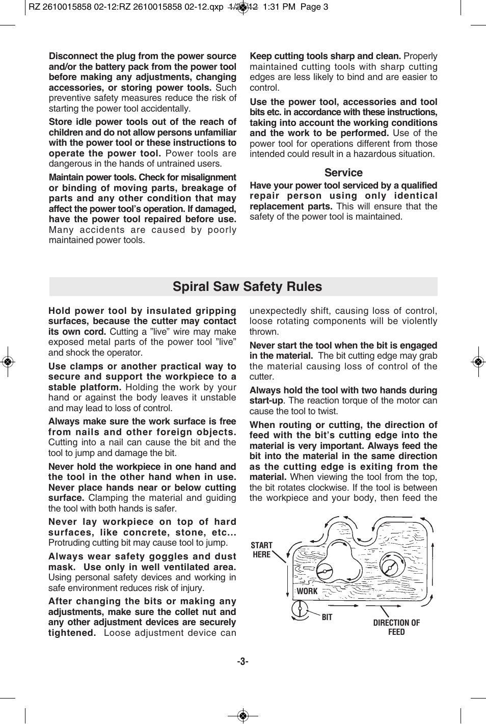 Spiral saw safety rules | RotoZip SS355 User Manual | Page 3 / 44