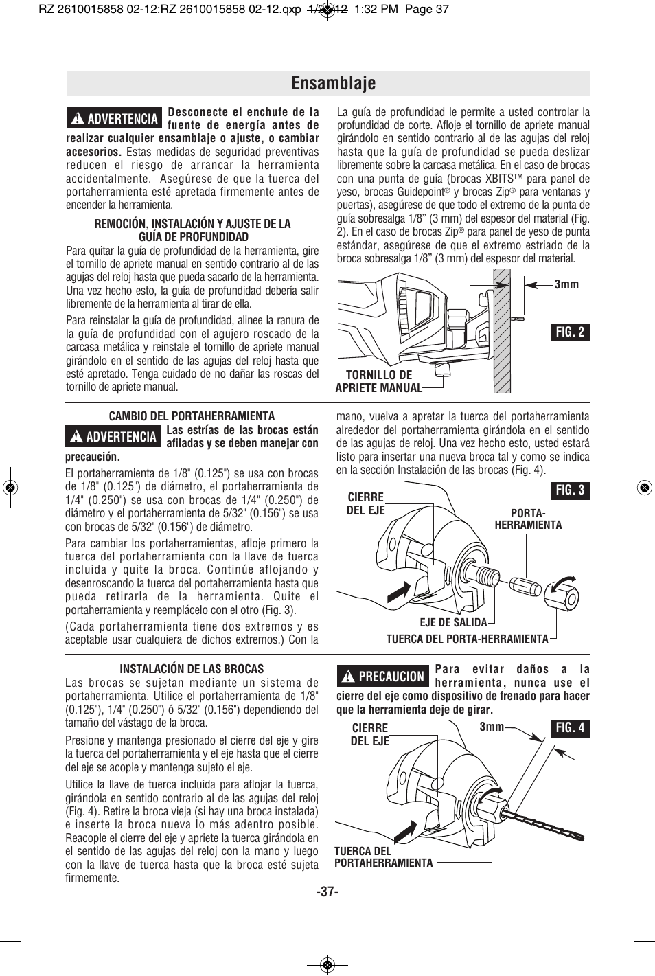 Ensamblaje | RotoZip SS355 User Manual | Page 37 / 44