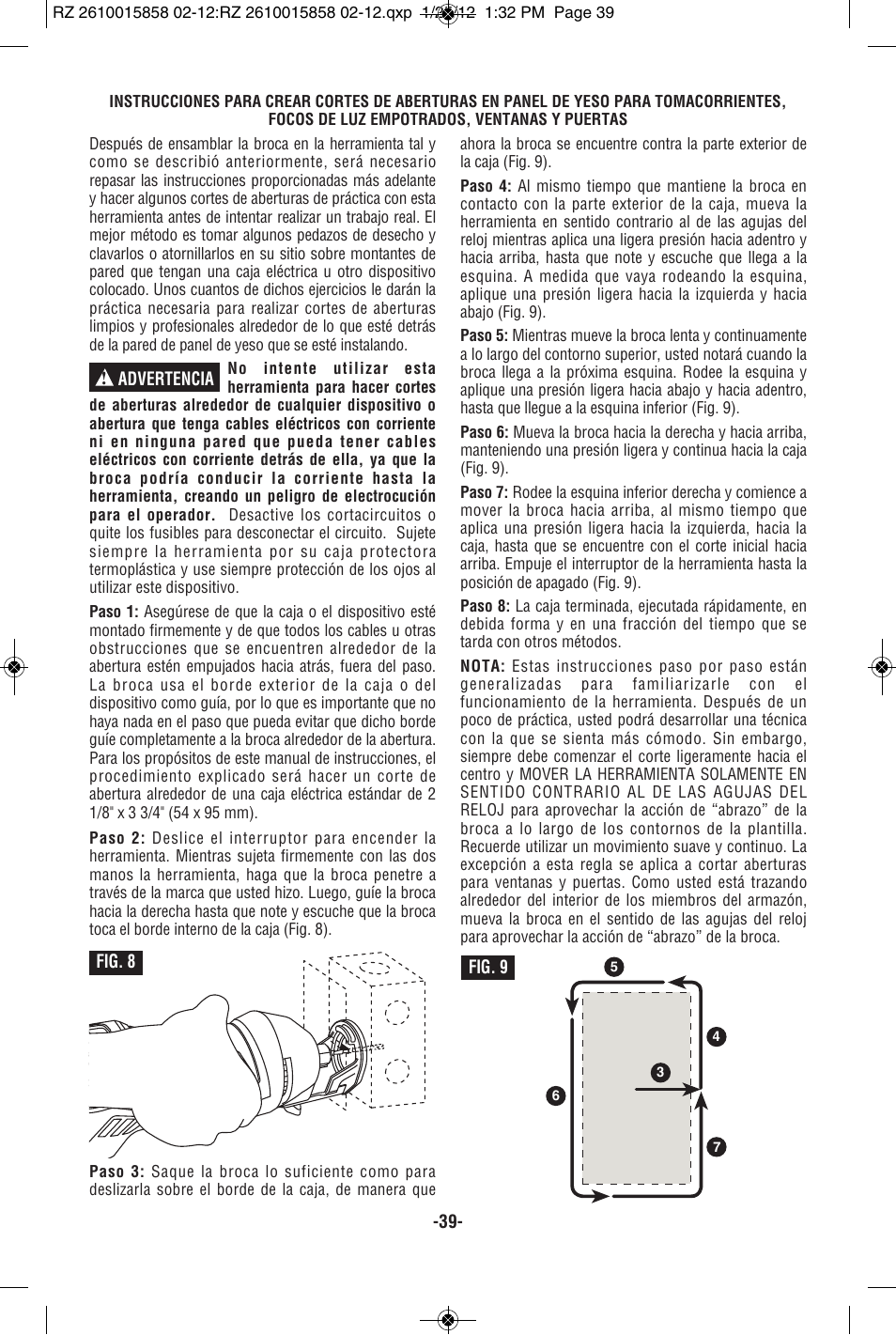 RotoZip SS355 User Manual | Page 39 / 44