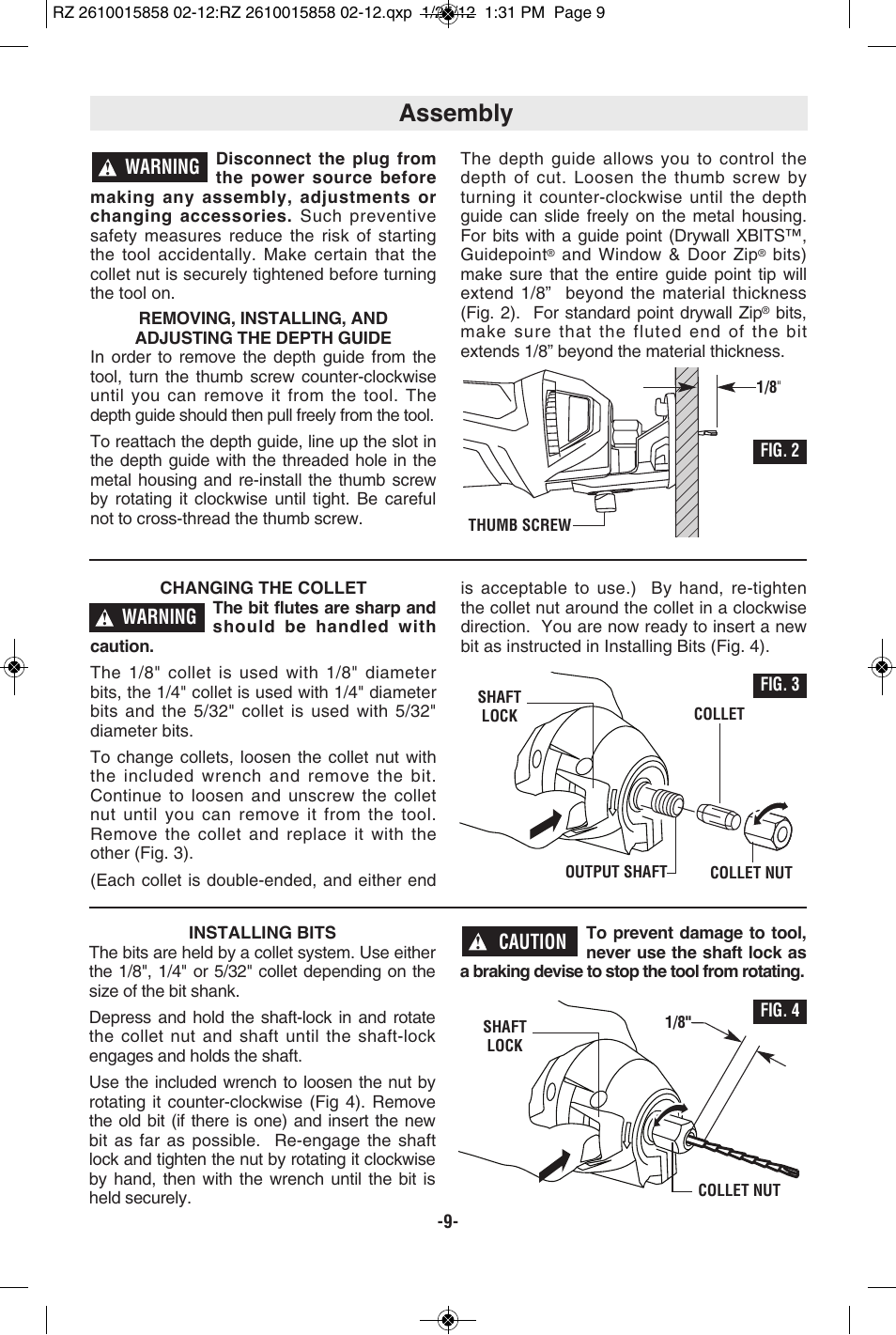 Assembly | RotoZip SS355 User Manual | Page 9 / 44