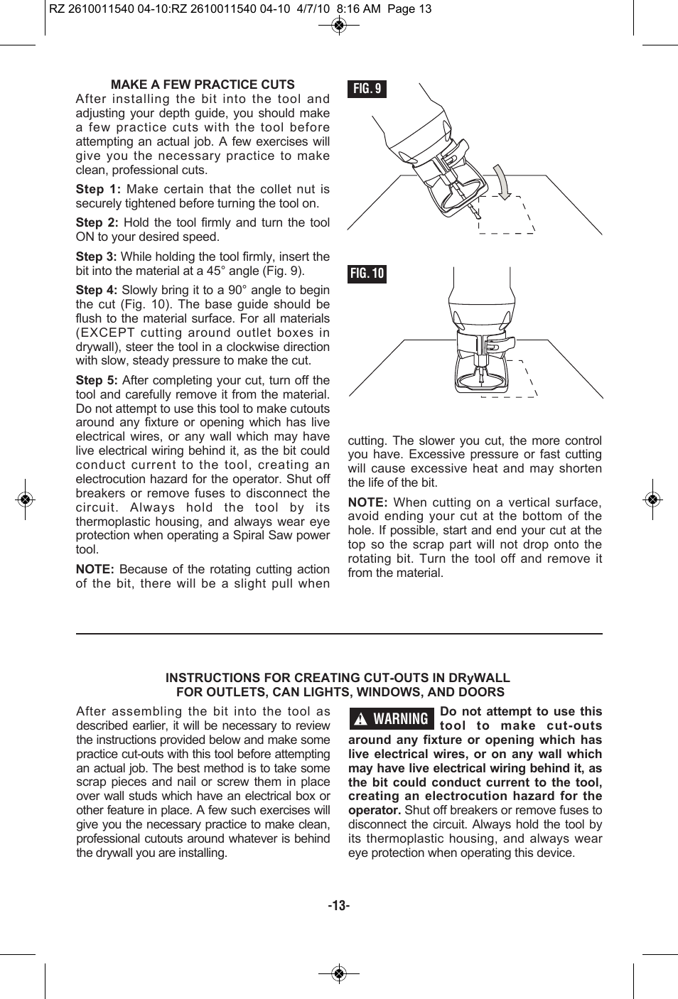 RotoZip RZ2000 User Manual | Page 13 / 72