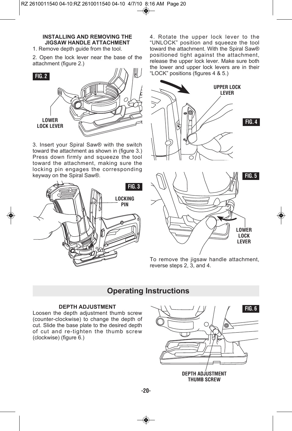 Operating instructions | RotoZip RZ2000 User Manual | Page 20 / 72