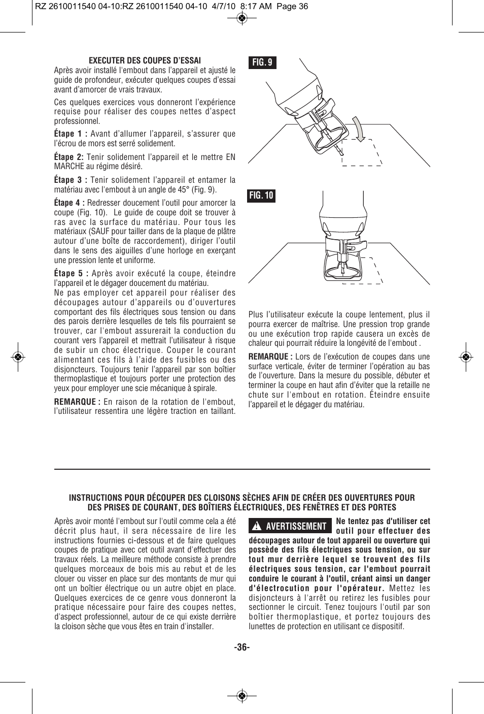 RotoZip RZ2000 User Manual | Page 36 / 72