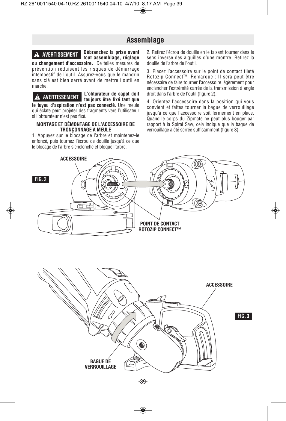 Assemblage | RotoZip RZ2000 User Manual | Page 39 / 72