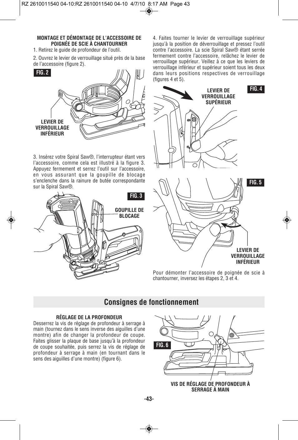 Consignes de fonctionnement | RotoZip RZ2000 User Manual | Page 43 / 72