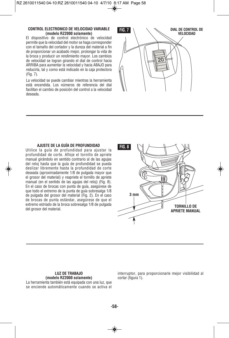 RotoZip RZ2000 User Manual | Page 58 / 72