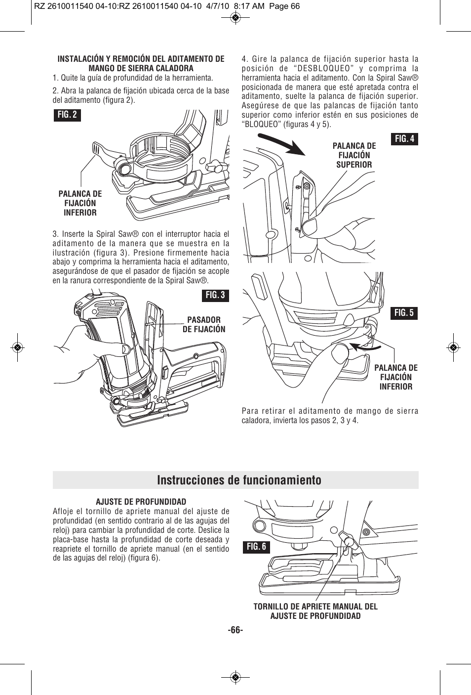 Instrucciones de funcionamiento | RotoZip RZ2000 User Manual | Page 66 / 72