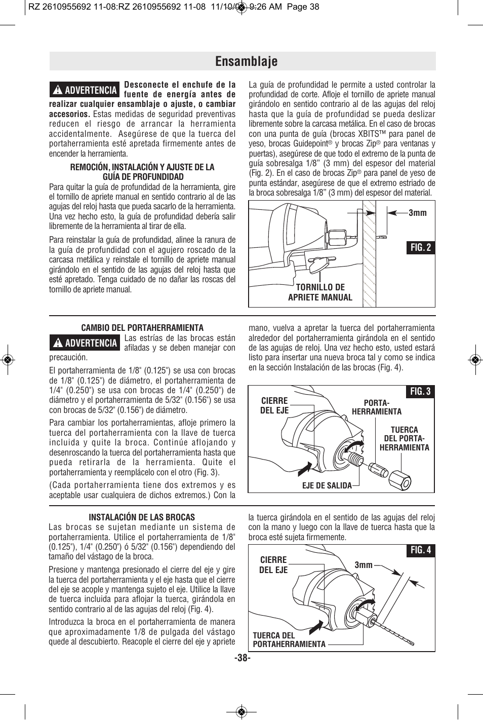 Ensamblaje | RotoZip CR18L User Manual | Page 38 / 48