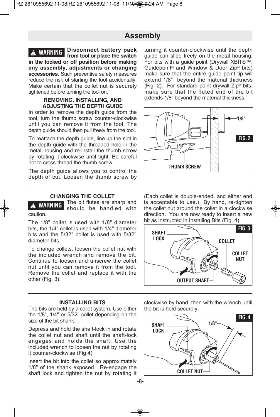 Assembly | RotoZip CR18L User Manual | Page 8 / 48