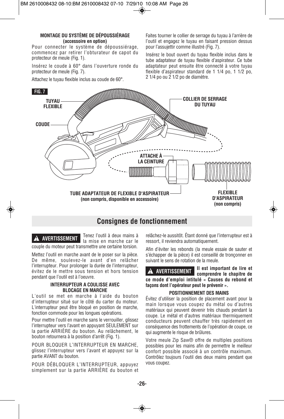 Consignes de fonctionnement | RotoZip RFS1000 User Manual | Page 26 / 44