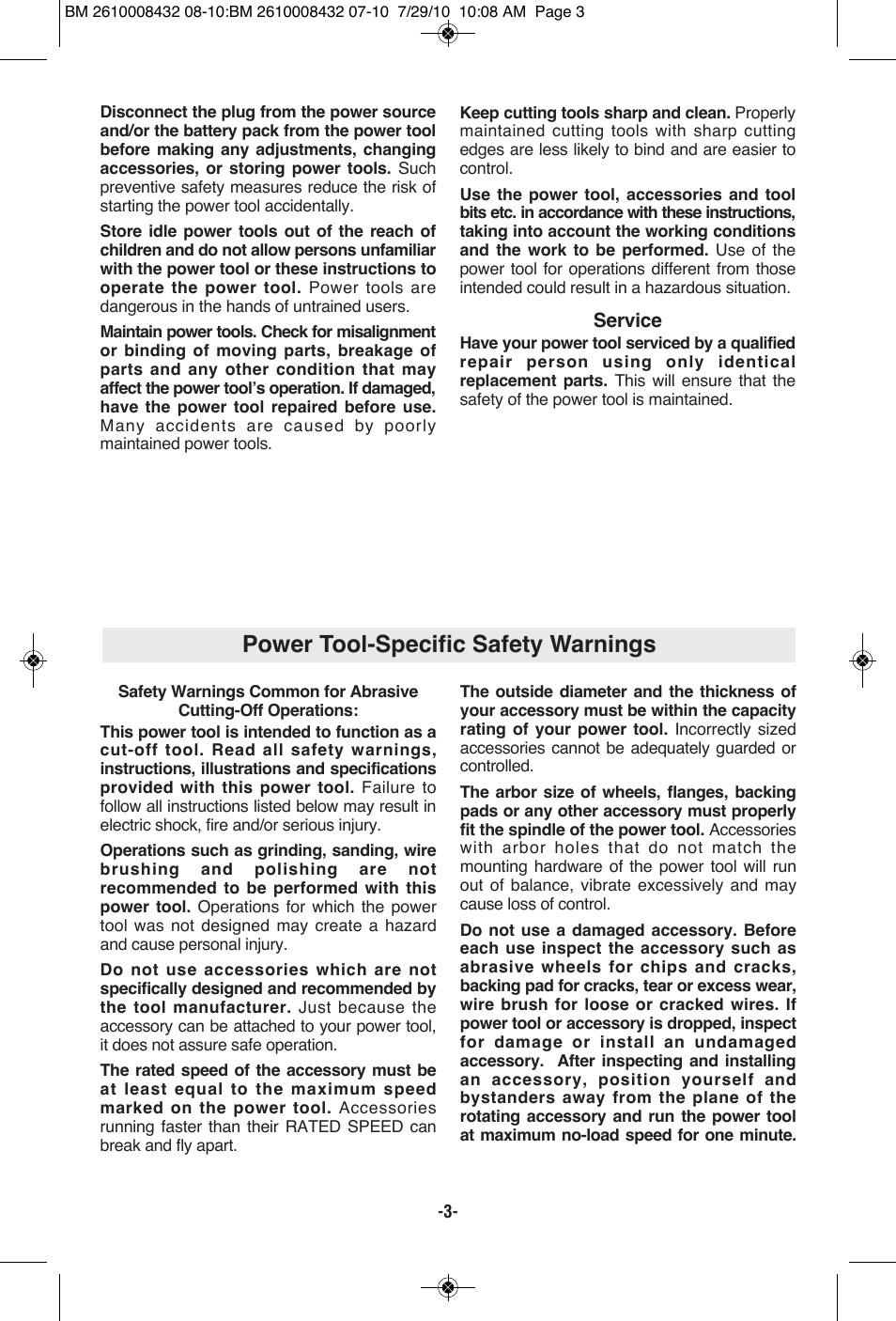 Power tool-specific safety warnings | RotoZip RFS1000 User Manual | Page 3 / 44