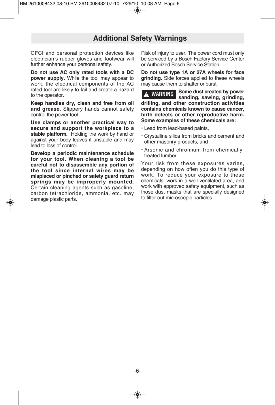 Additional safety warnings | RotoZip RFS1000 User Manual | Page 6 / 44