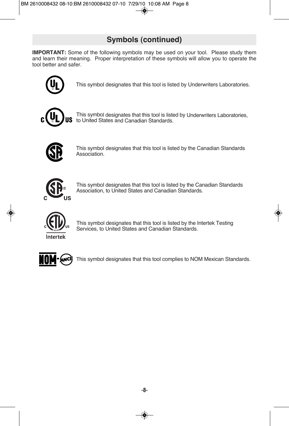 Symbols (continued) | RotoZip RFS1000 User Manual | Page 8 / 44