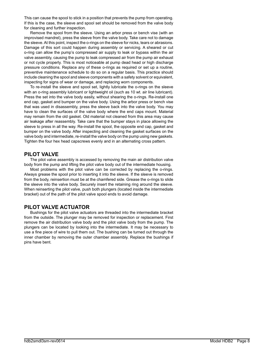 Pilot valve, Pilot valve actuator | SANDPIPER HDB2 User Manual | Page 10 / 21