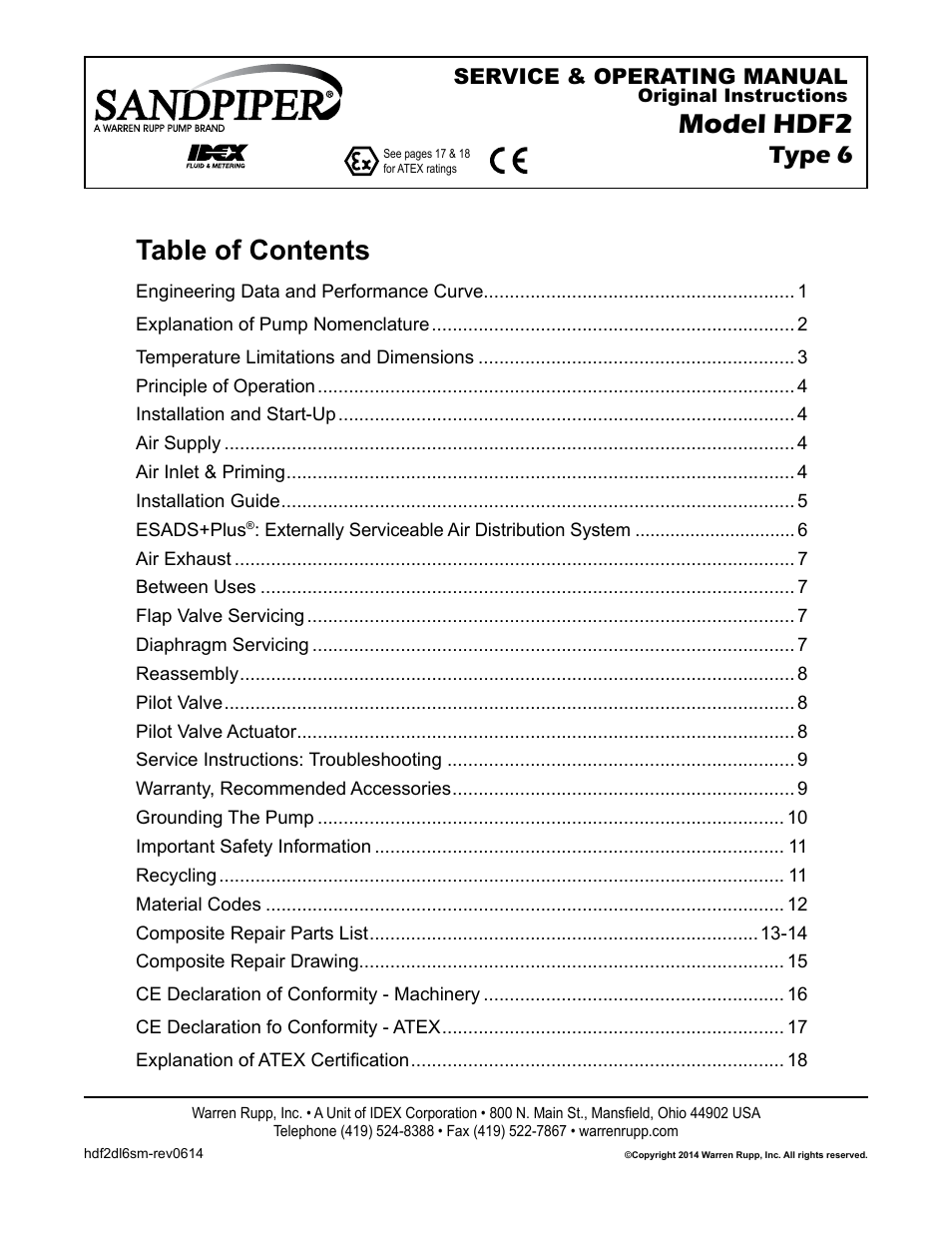 SANDPIPER HDF2 User Manual | 20 pages