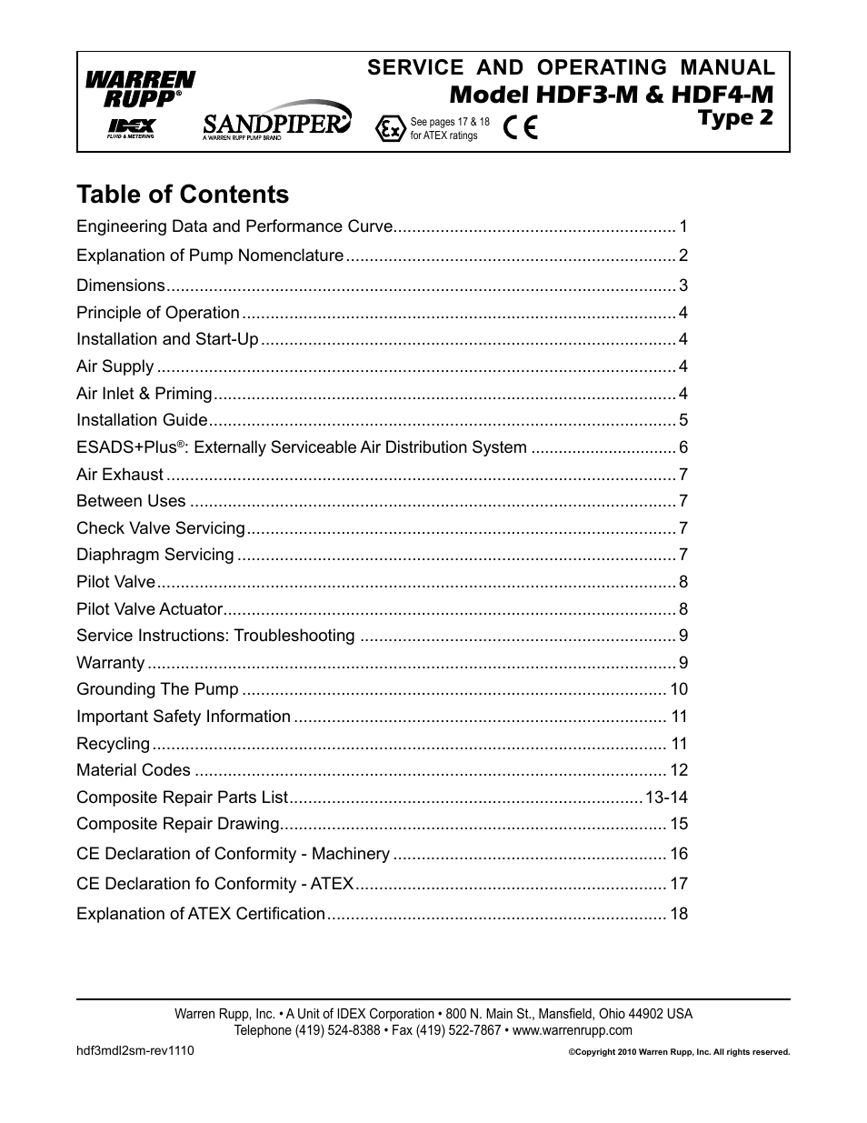 SANDPIPER HDF4-M User Manual | 20 pages