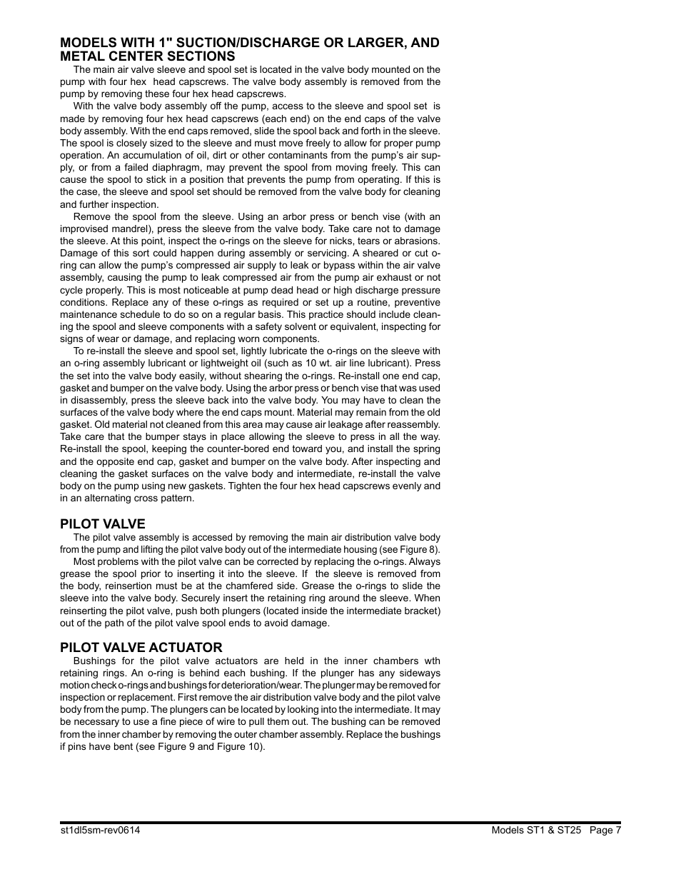 Pilot valve, Pilot valve actuator | SANDPIPER ST25 User Manual | Page 9 / 20