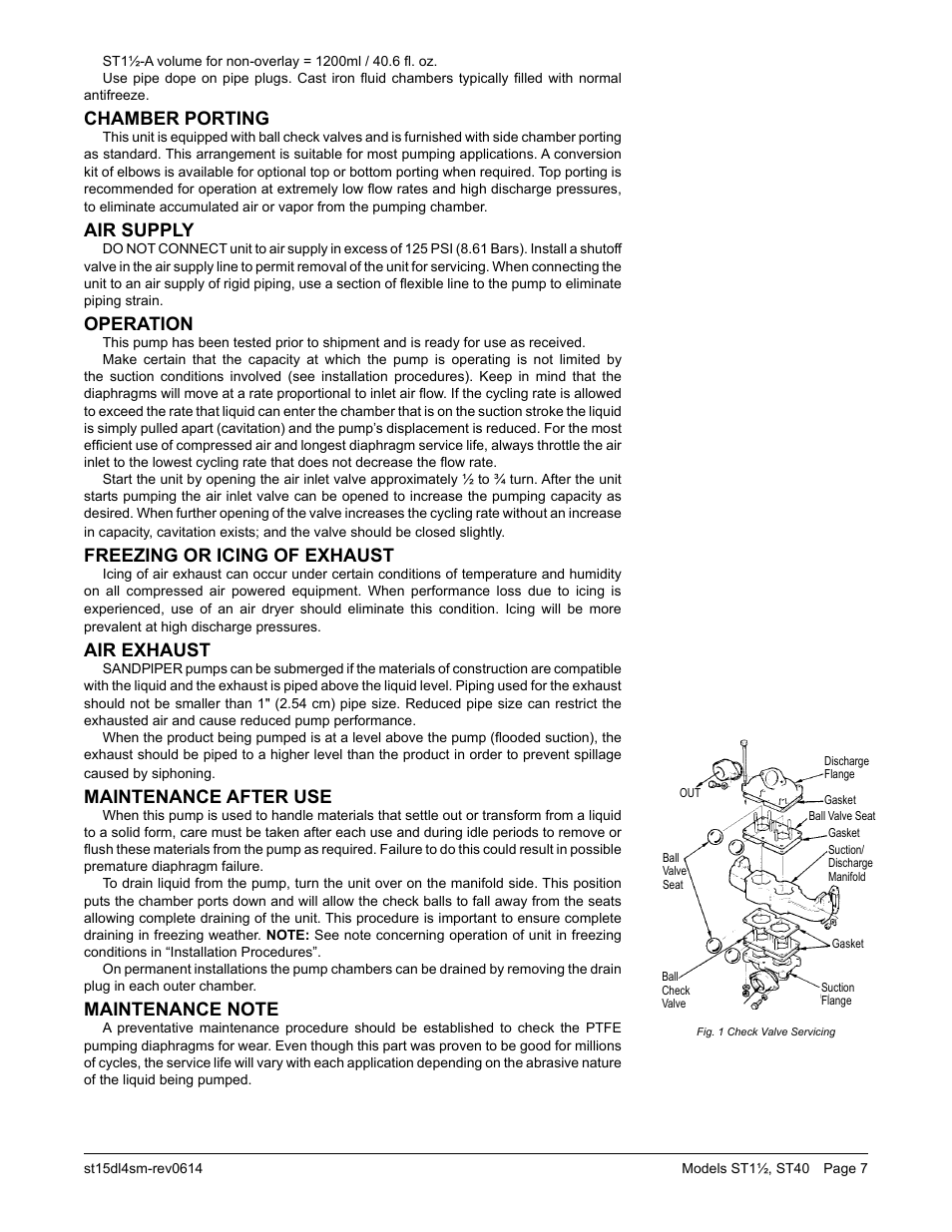 Chamber porting, Air supply, Operation | Freezing or icing of exhaust, Air exhaust, Maintenance after use | SANDPIPER ST40 User Manual | Page 9 / 21