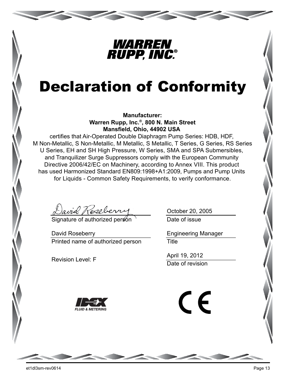 Declaration of conformity | SANDPIPER ET User Manual | Page 14 / 14