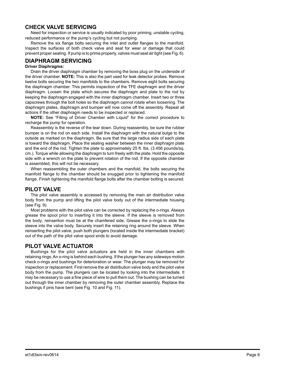 Check valve servicing, Diaphragm servicing, Pilot valve | Pilot valve actuator | SANDPIPER ET User Manual | Page 7 / 14