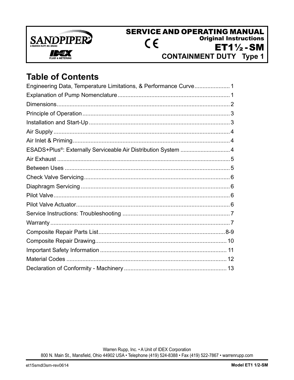 SANDPIPER ET1 1/2 - SM User Manual | 14 pages