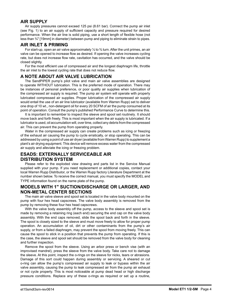 Air supply, Air inlet & priming | SANDPIPER ET1 1/2 - SM User Manual | Page 5 / 14