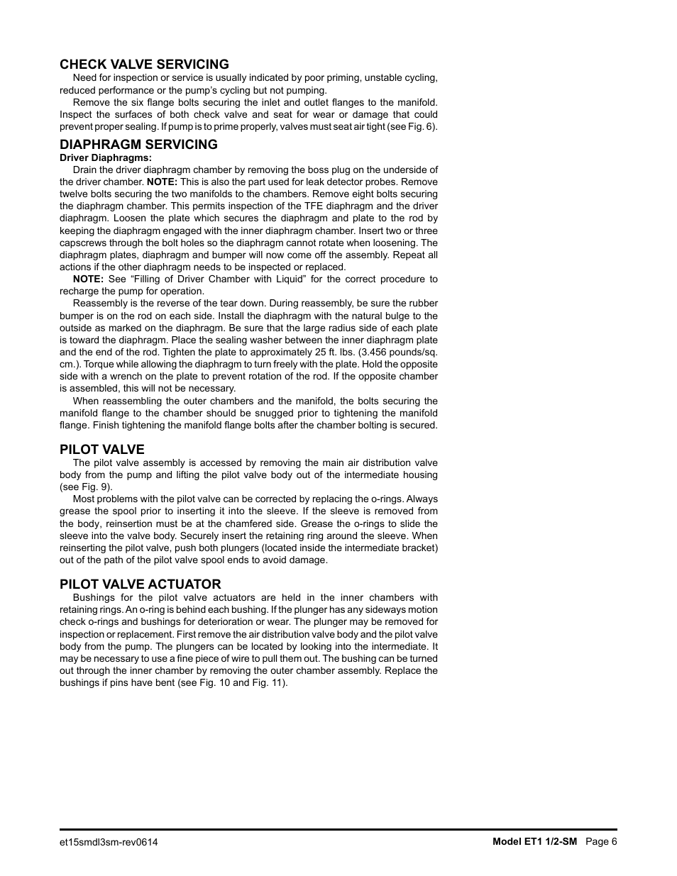 Check valve servicing, Diaphragm servicing, Pilot valve | Pilot valve actuator | SANDPIPER ET1 1/2 - SM User Manual | Page 7 / 14