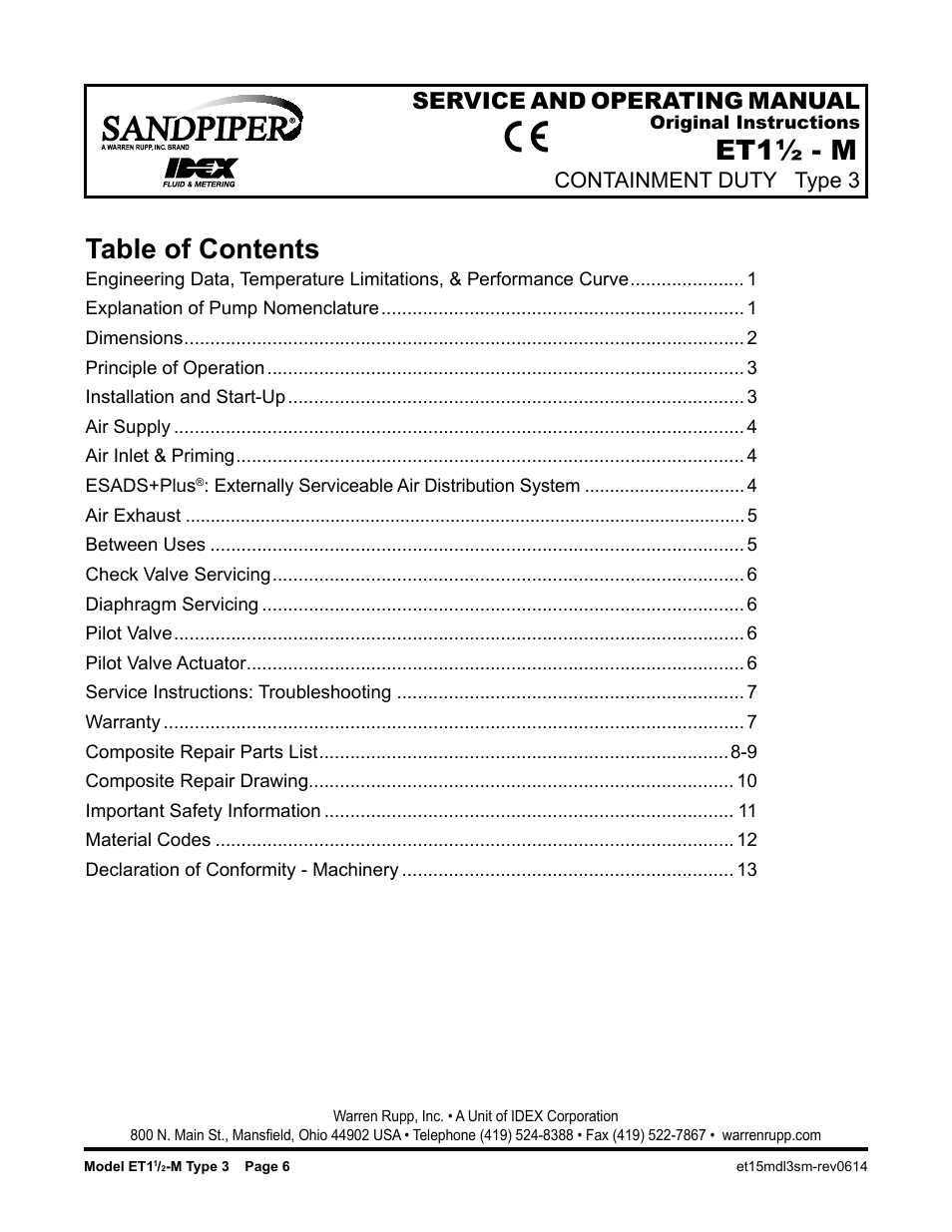 SANDPIPER ET1 1/2 - M User Manual | 14 pages