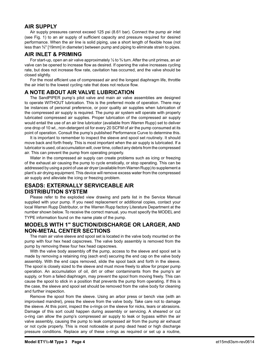 Air supply, Air inlet & priming | SANDPIPER ET1 1/2 - M User Manual | Page 5 / 14