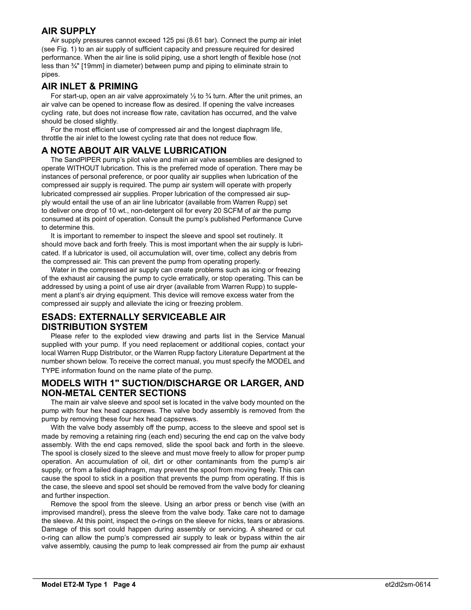 Air supply, Air inlet & priming | SANDPIPER ET2 - M User Manual | Page 5 / 14