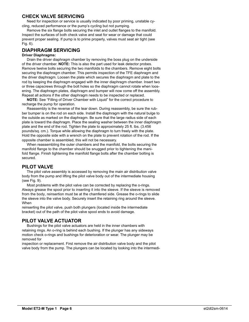 Check valve servicing, Diaphragm servicing, Pilot valve | Pilot valve actuator | SANDPIPER ET2 - M User Manual | Page 7 / 14