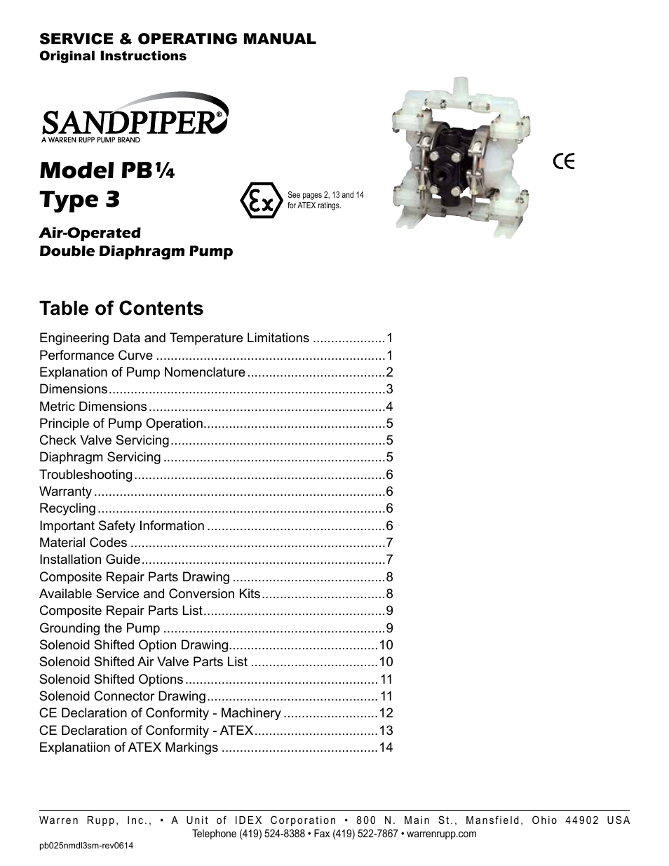 SANDPIPER PB 1/4 User Manual | 16 pages